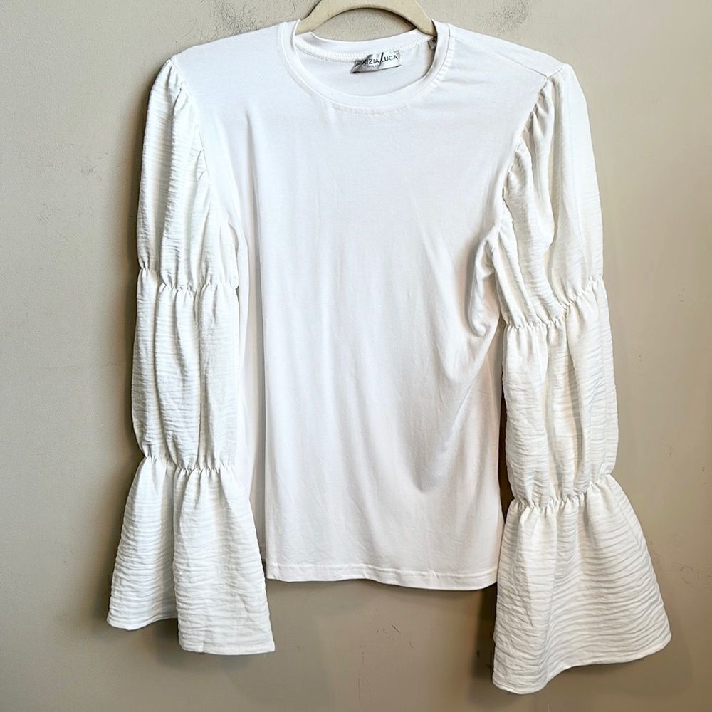 PATRIZIA LUCA BELL SLEEVE DETAIL TOP S - Picture 2 of 5